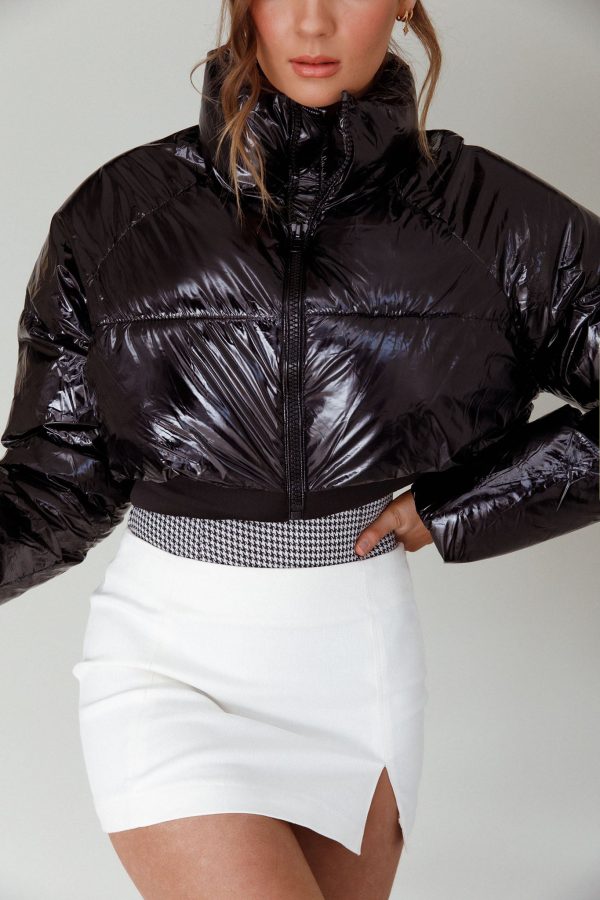 Eadie Crop Puffer Jacket Black For Sale