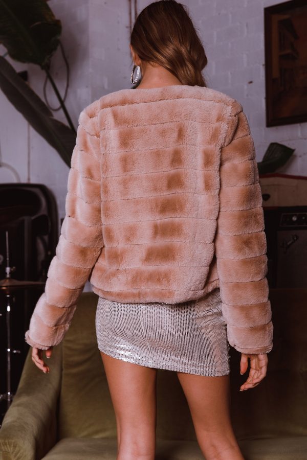 Montana Faux Fur Jacket Camel For Discount