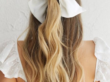 Carina Pearl & Satin Bow Hair Tie White Online Sale