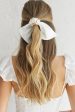 Carina Pearl & Satin Bow Hair Tie White Online Sale