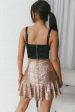 Paparazzi Ruffle Hem Sequin Mini Skirt Rose Online Sale