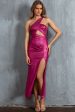 Zephir One-Shoulder Split Midi Dress Fuchsia For Cheap